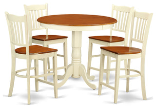 5 Pc Counter Height Dining Set -Pub Table And 4 Bar Stools With Backs