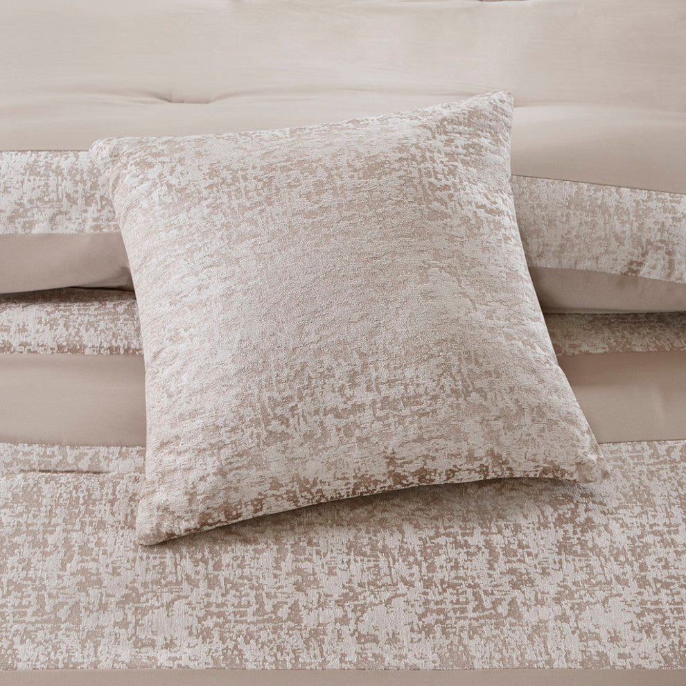 Madison Park Ava Textured Chennile 7-Piece Comforter Set, Neutral Taupe, King