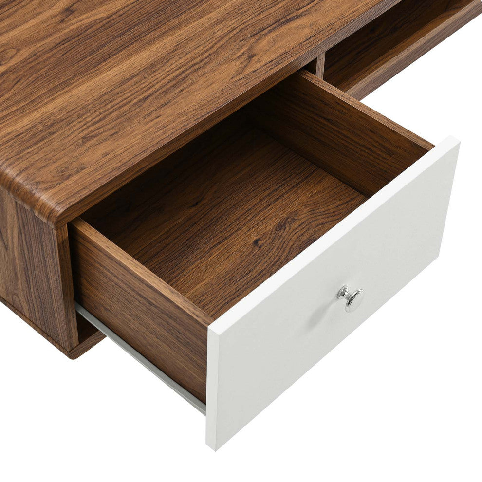 Transmit 60" Wall Mount Wood Office Desk, Walnut White