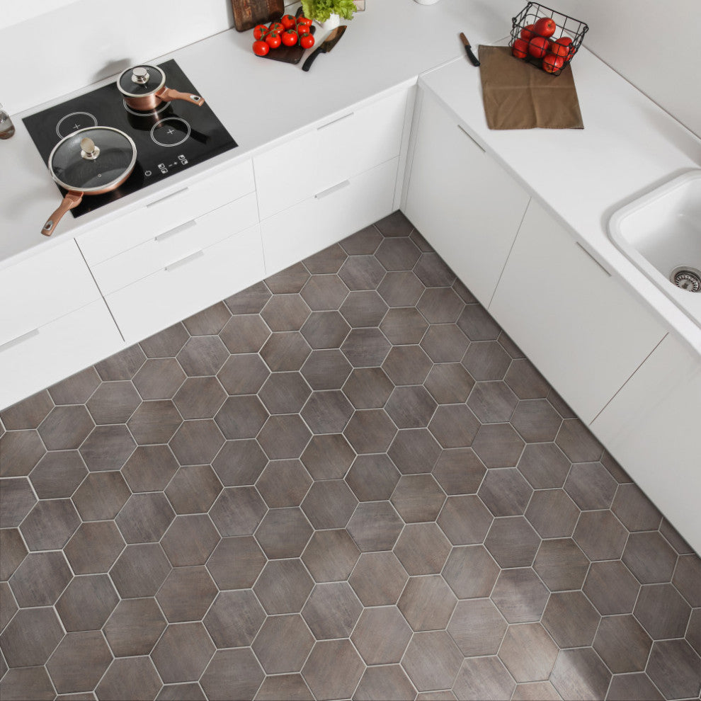 Retro Mini Hex Terra Porcelain Floor and Wall Tile