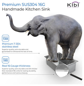 KIBI Undermount Single Bowl Workstation Sink, Stainless Steel 28"