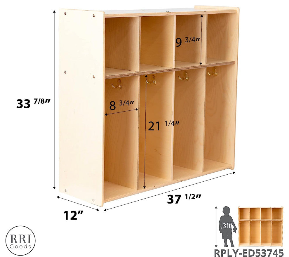 4 Section Cubby Toddler Stotage Organizer Hooks