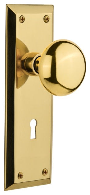 Nostalgic Warehouse NYKNYK_PRV_238_KH New York Solid Brass - Polished Brass