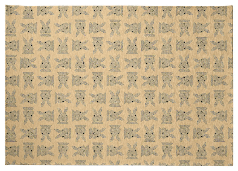 Criss Cross Bunnies Easter Chenille Rug, Corn Yellow, 5'x7'