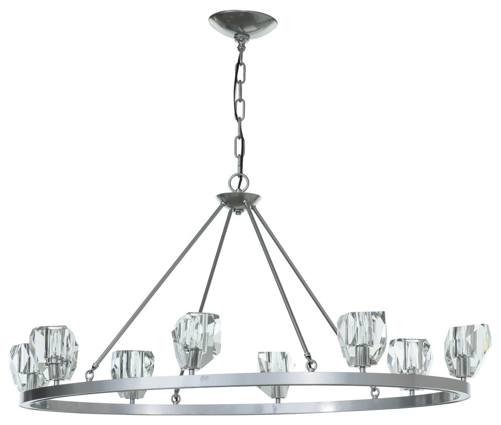 Gatsby 8-Light Chandelier, Sterling Finish, Crystal Accents