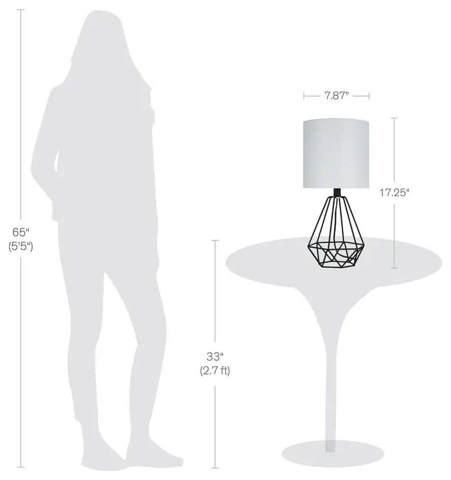Catalina 18"H Metal Geometric Cage Matte Black Finish Table Lamp