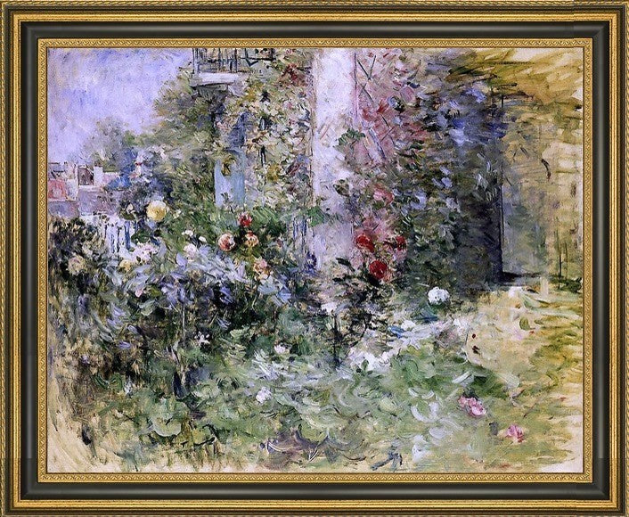 Berthe Morisot the Garden at Bougival Framed Premium Canvas Print, 20"x25"
