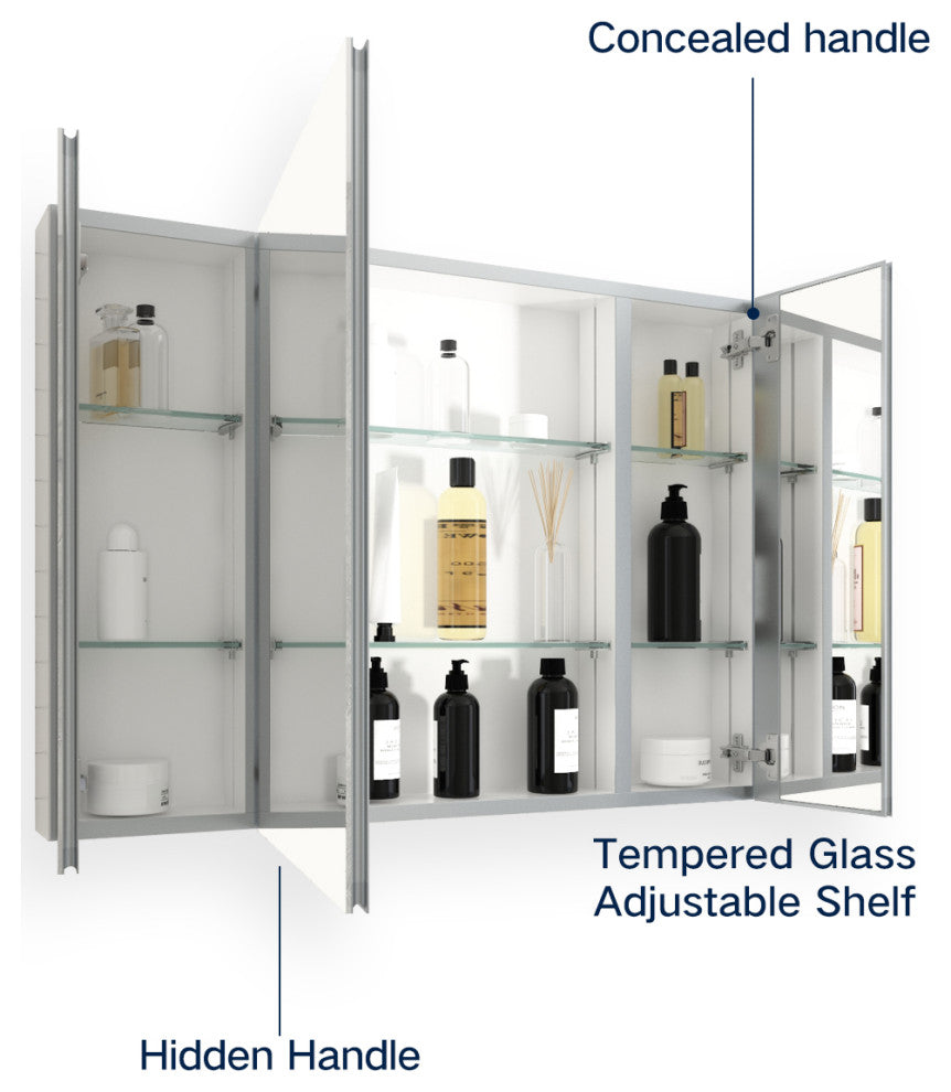 Frameless Aluminum Medicine Cabinet Adjustable Shelves,36x26Inch