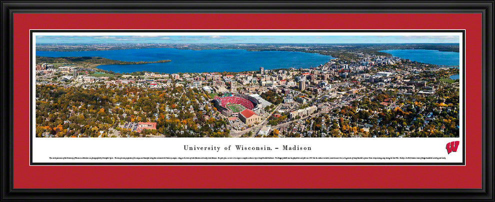 Wisconsin, U Of, Aerial, Football, Deluxe Frame