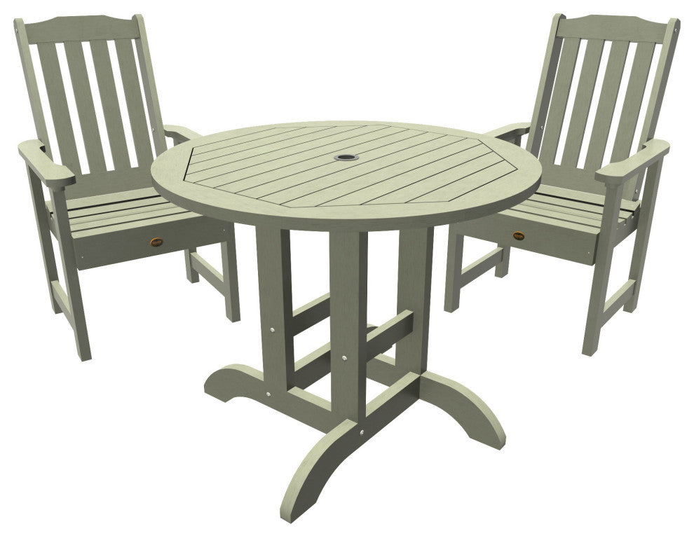 Springville 3-Piece Round Dining Set, Weathered Acorn, Eucalyptus