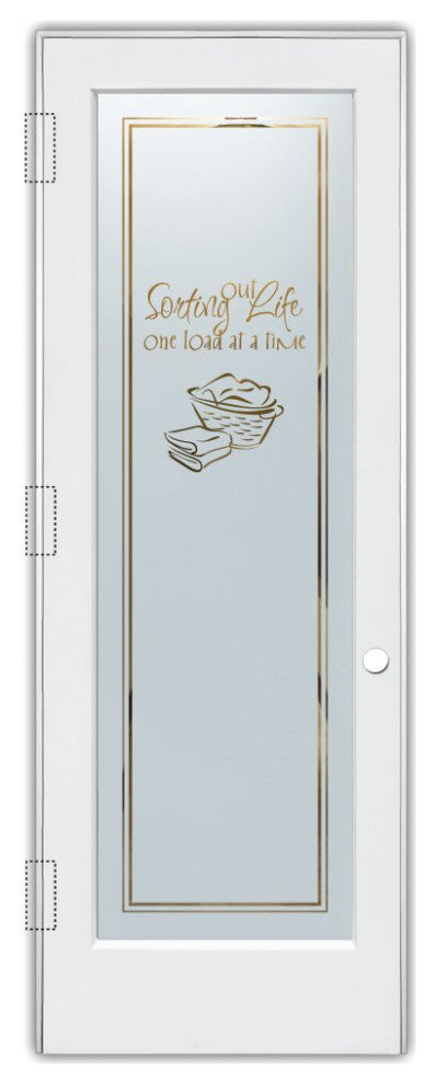 Laundry Door - Sorting Out Life Laundry Basket - Primed - 32" x 80" - Knob...