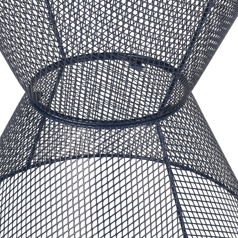 Doreen Modern Outdoor Iron Side Table, Matte Navy Blue