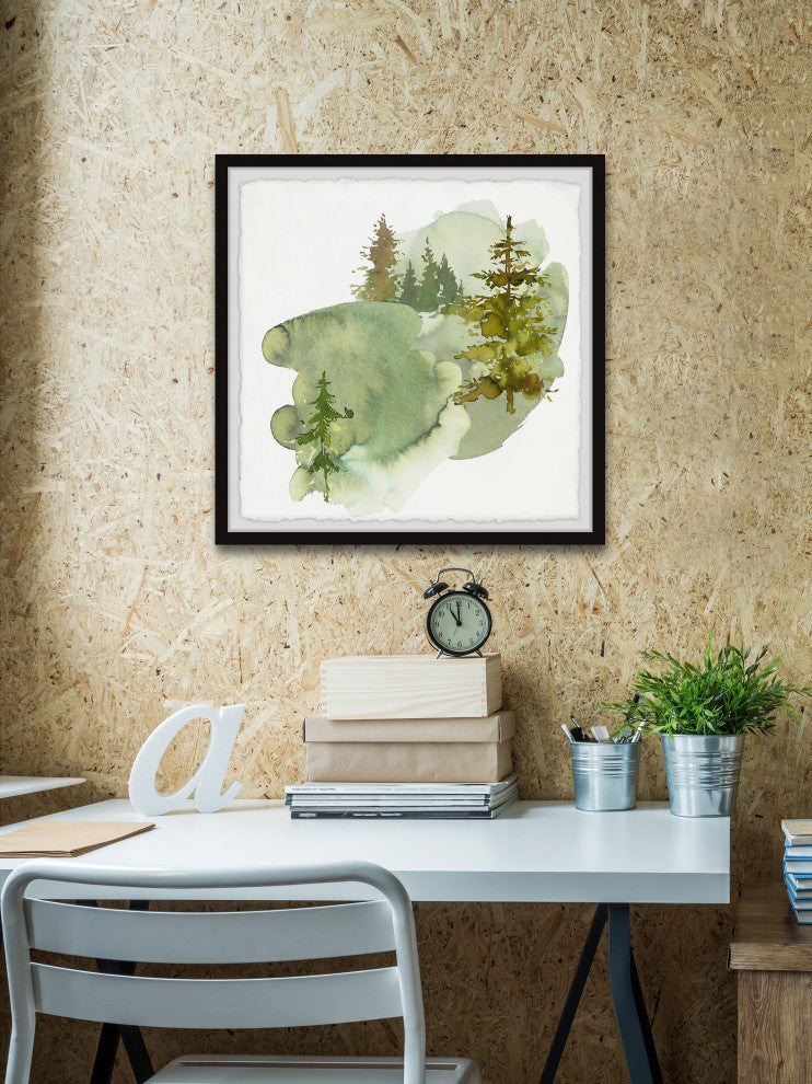 "Green Winter" Framed Painting Print, 24x24