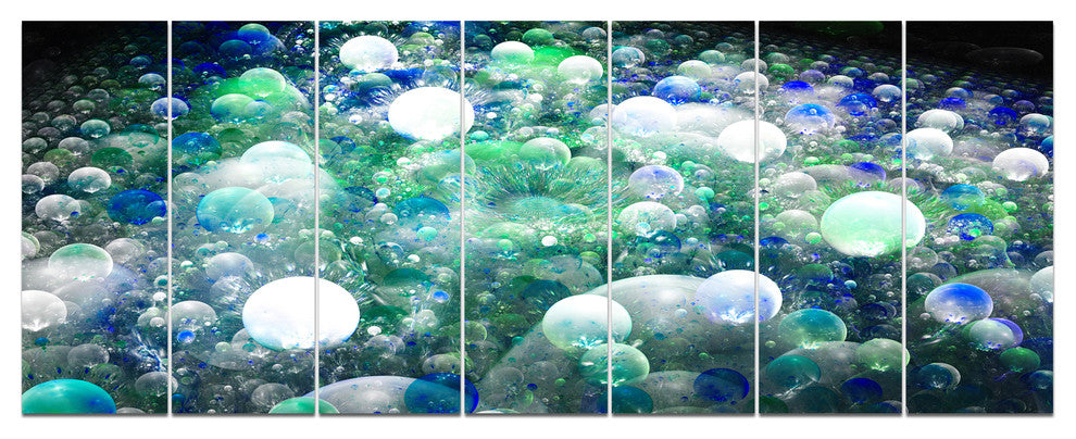 Colorful Molecules Fractal Design, Abstract Canvas Art Print, 83"x32", 7 Panels