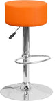 Estella Lisa Backless Orange Vinyl Adjustable Barstool, Footrest