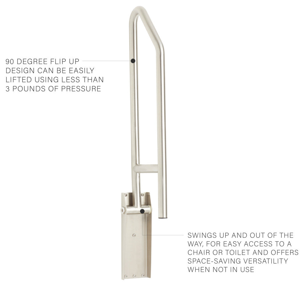 30" Swing-Up Bathroom Handicap Grab Bar, Satin Stainless