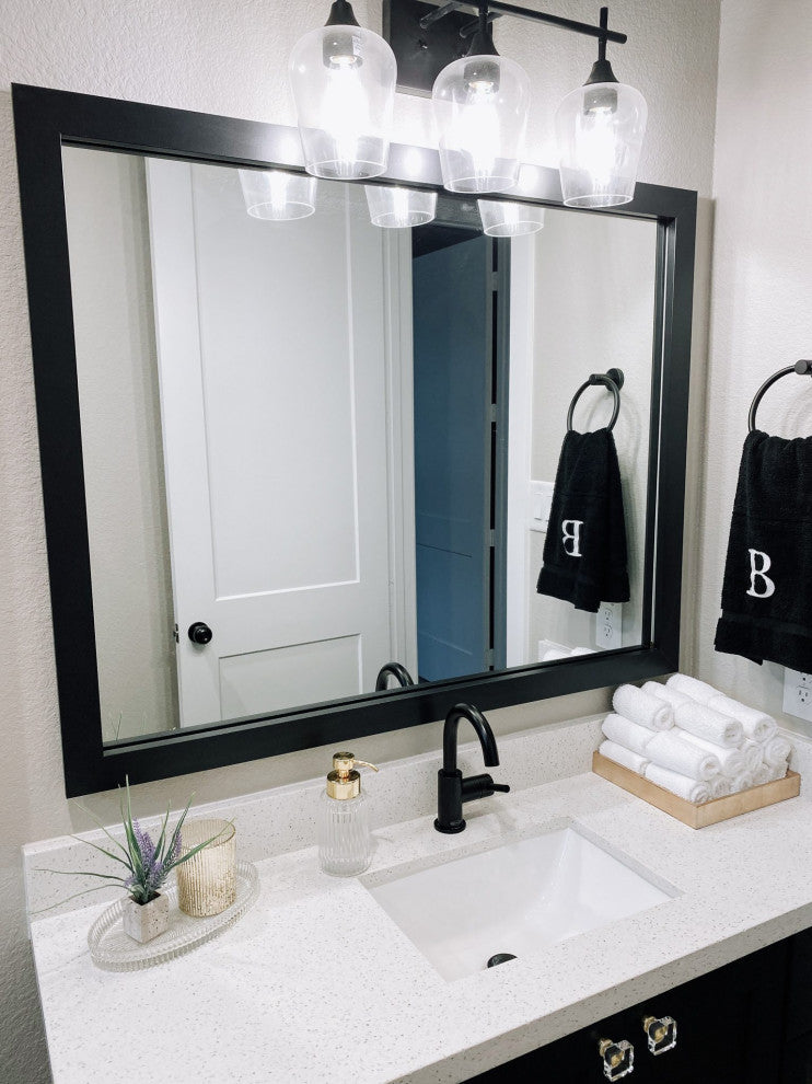 Meade Framed Wall Mirror, Black, 36"x24"