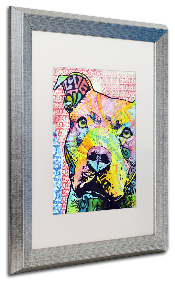 Thoughtful Pittbull II' Silver Framed Canvas Art by Dean Russo