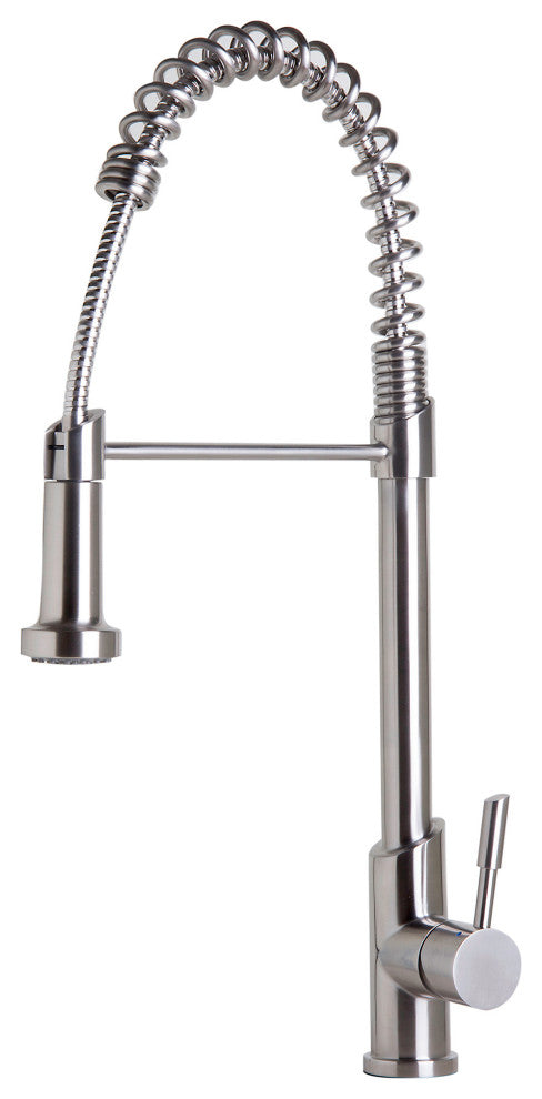 Solid Stainless Steel Spring Kitchen Faucet with Pull Down Shower Spray