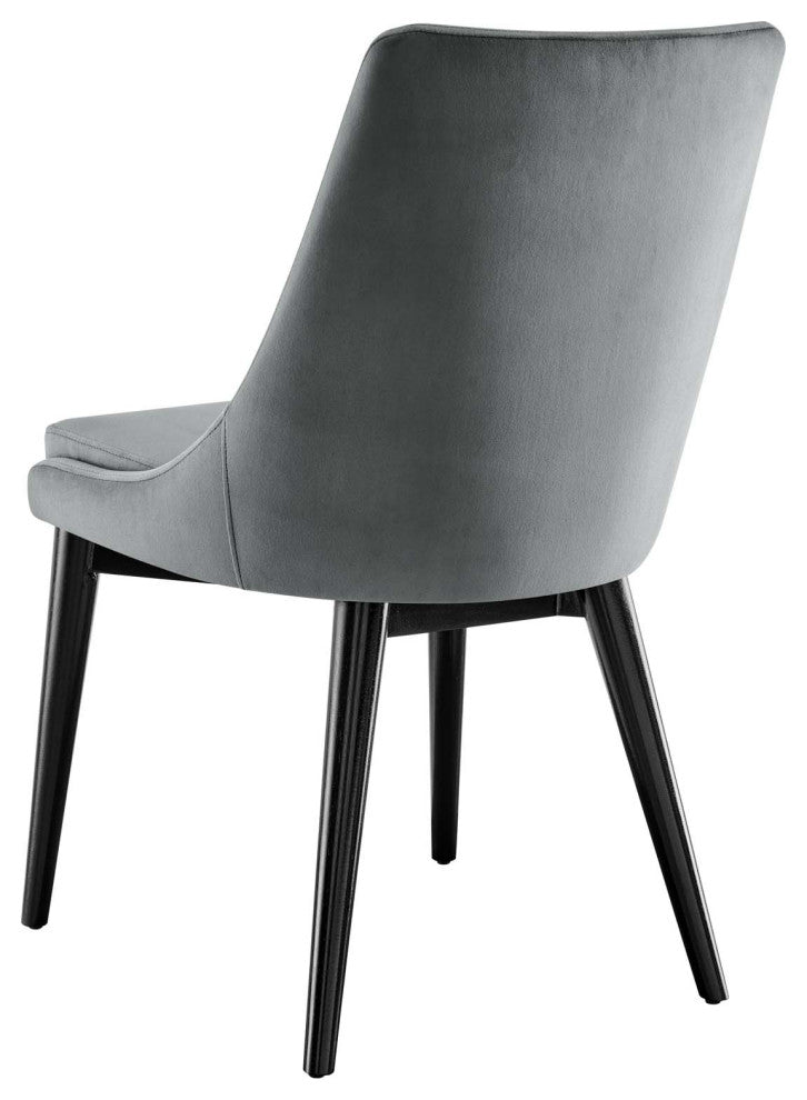 Side Dining Chair, Gray, Velvet, Modern, Kitchen Cafe Bistro Hospitality