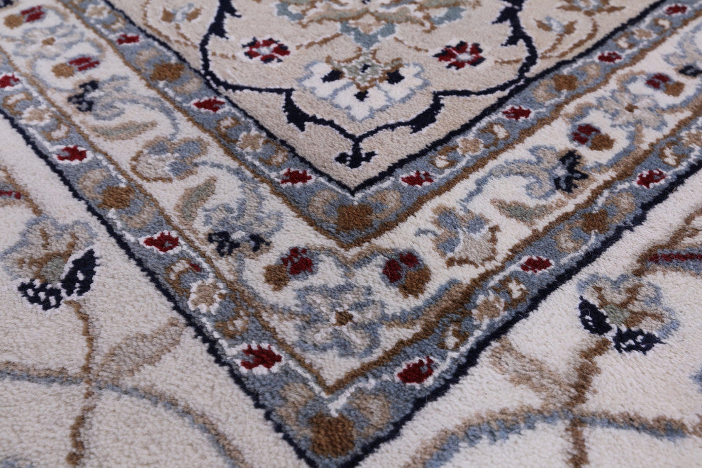 Persian Nain Wool & Silk Hand Knotted Rug 8' 1" X 10' 0" - Q13125