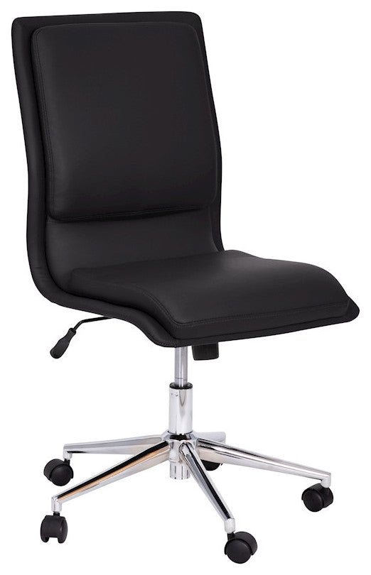 Madigan Mid-Back Armless Swivel Office Chair With Adjustable Metal Base, Black