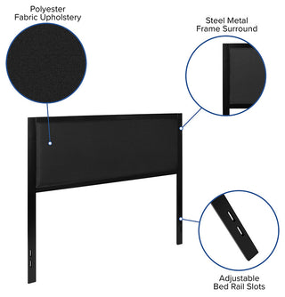 Melbourne Metal Upholstered Headboard - Modern Headboard, Black-Queen