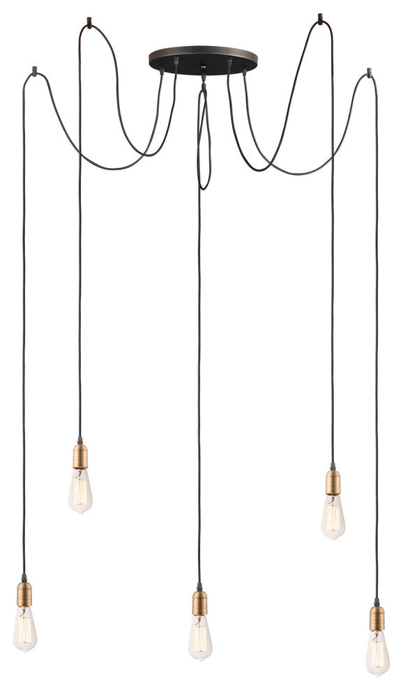 Maxim Early Electric Five Light Pendant 12125BKAB