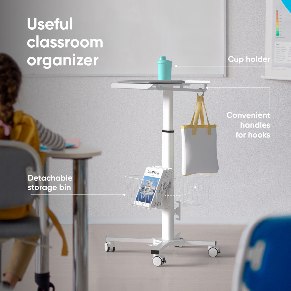 ONKRON Rolling Laptop Stand - Computer Cart With Wheels - Desk up to 17.6 lbs