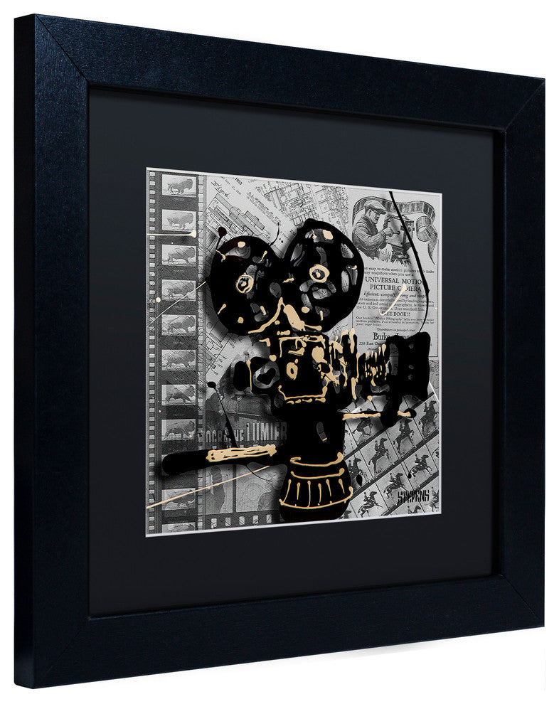 'Movie Camera' Matted Framed Canvas Art by Roderick Stevens