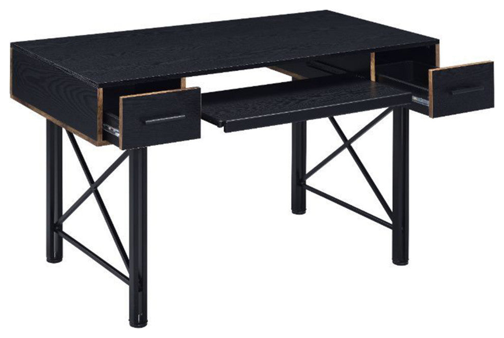 2 Drawers Computer Desk, Black Finish