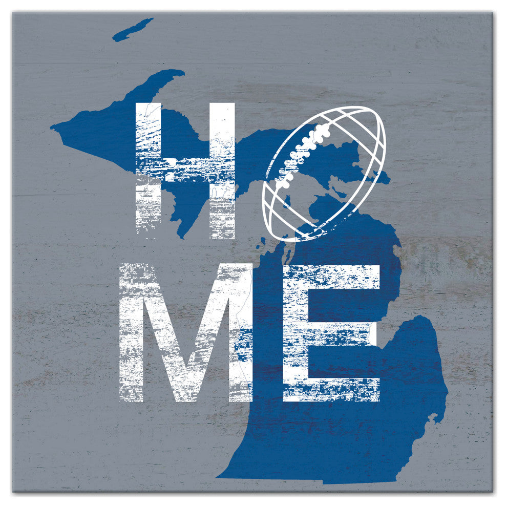Michigan Football State Pride 16x16 Canvas Wall Art, Gray/Blue