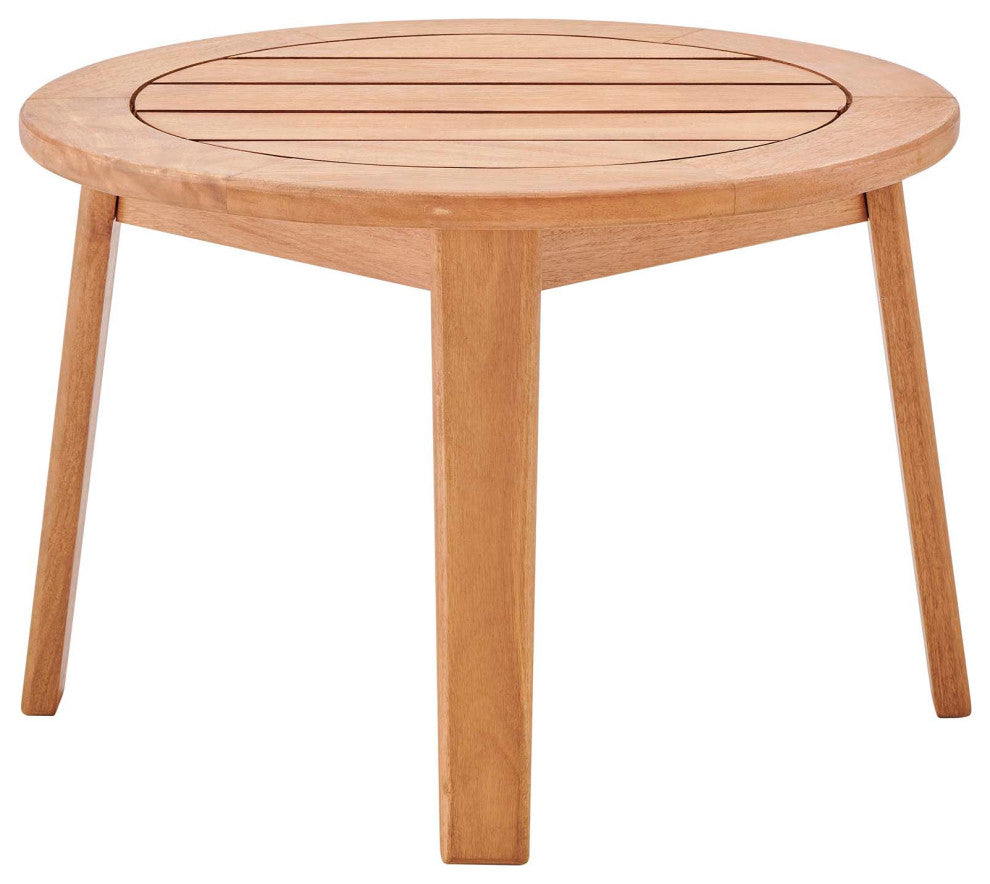 Lounge Side Table, Round, Wood, Brown Natural, Modern, Outdoor Patio Cafe Bistro