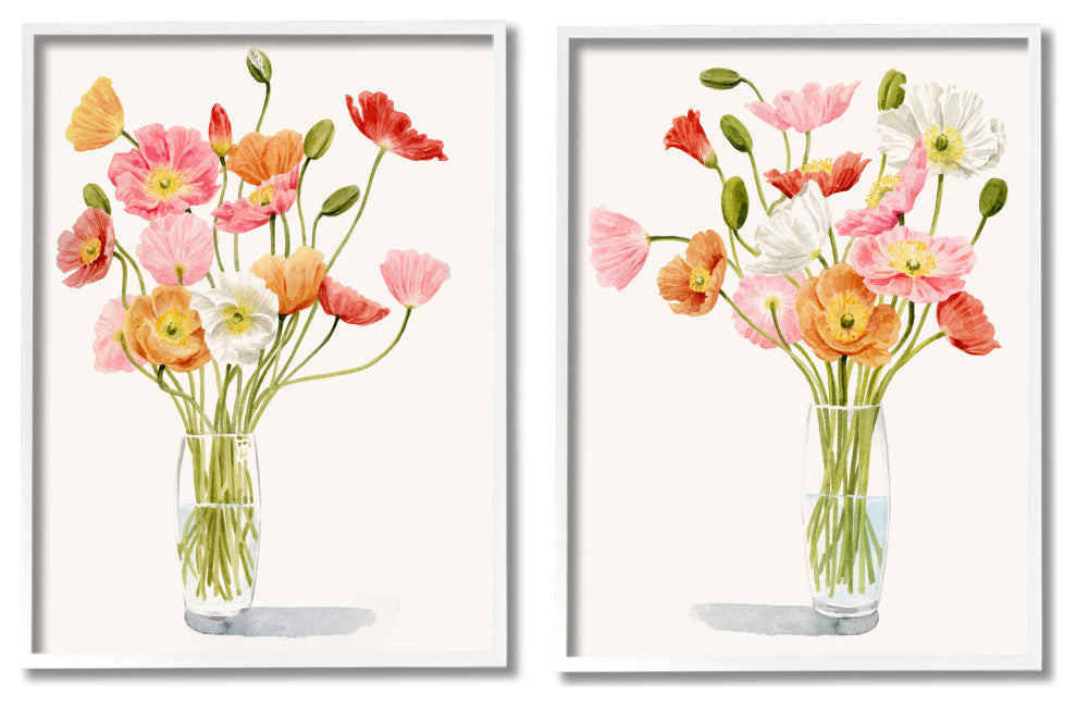 Dazzling Flower Blossoms Soft Pink Glass Bouquets, 2pc, each 16 x 20