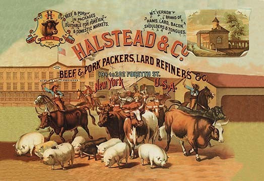 Halstead and Company Beef and Pork Packers - Fine Art Giclee Print 24" x 36"
