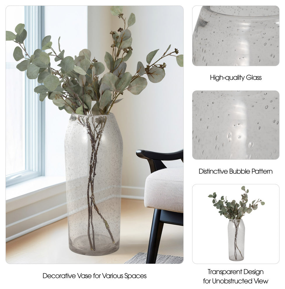 Glass, 19" Floor Vase Bubble Clear