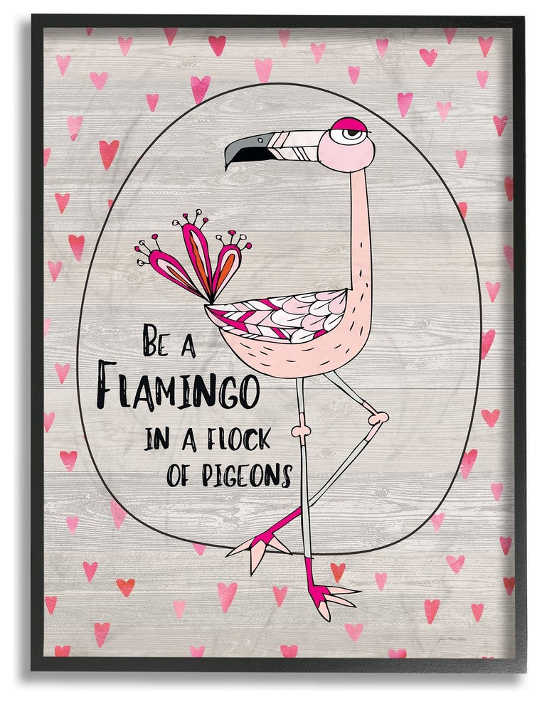 Stupell Ind. Be A Flamingo Cartoon Framed Giclee Art, 16x20