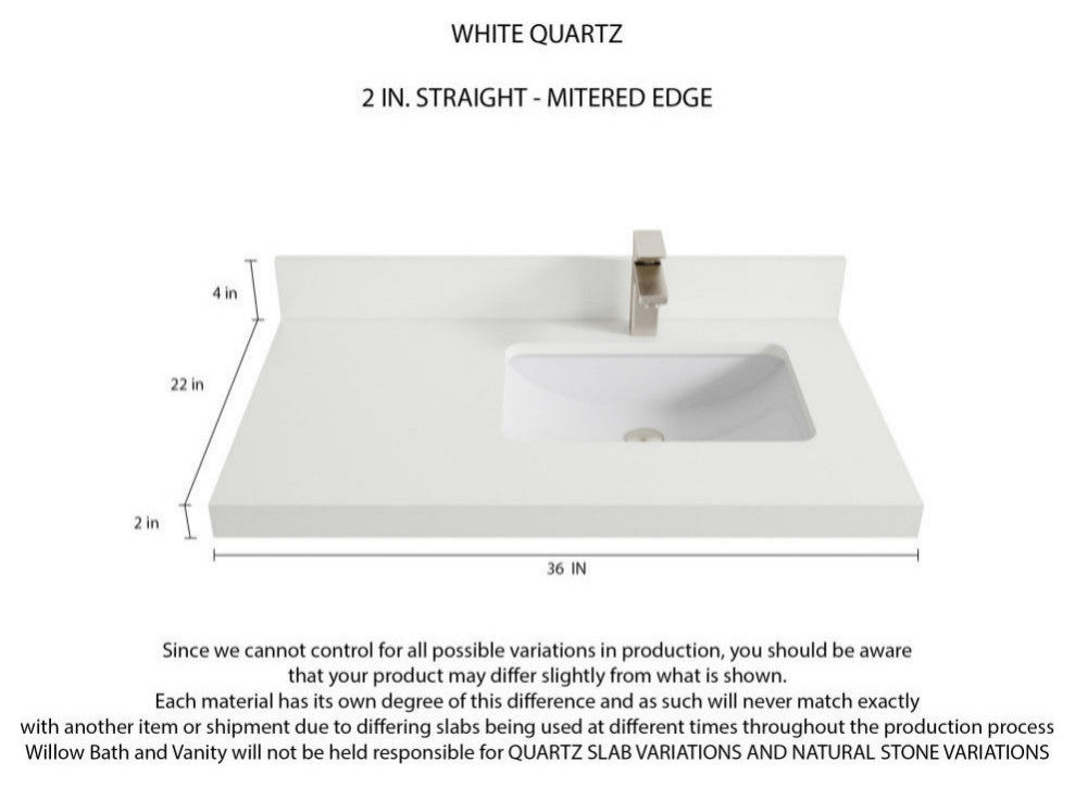 Madison  Teak 36 Right Offset Bath Vanity Golden Teak 2" White Quartz