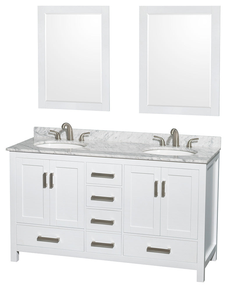 Wyndham WCS141460DWHCMUNOM24 White 60 Inch Double Bathroom Vanity