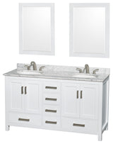 Wyndham WCS141460DWHCMUNOM24 White 60 Inch Double Bathroom Vanity
