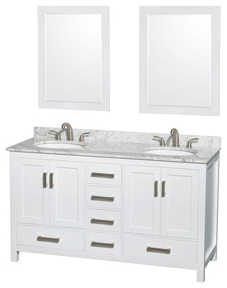 Wyndham WCS141460DWHCMUNOM24 White 60 Inch Double Bathroom Vanity