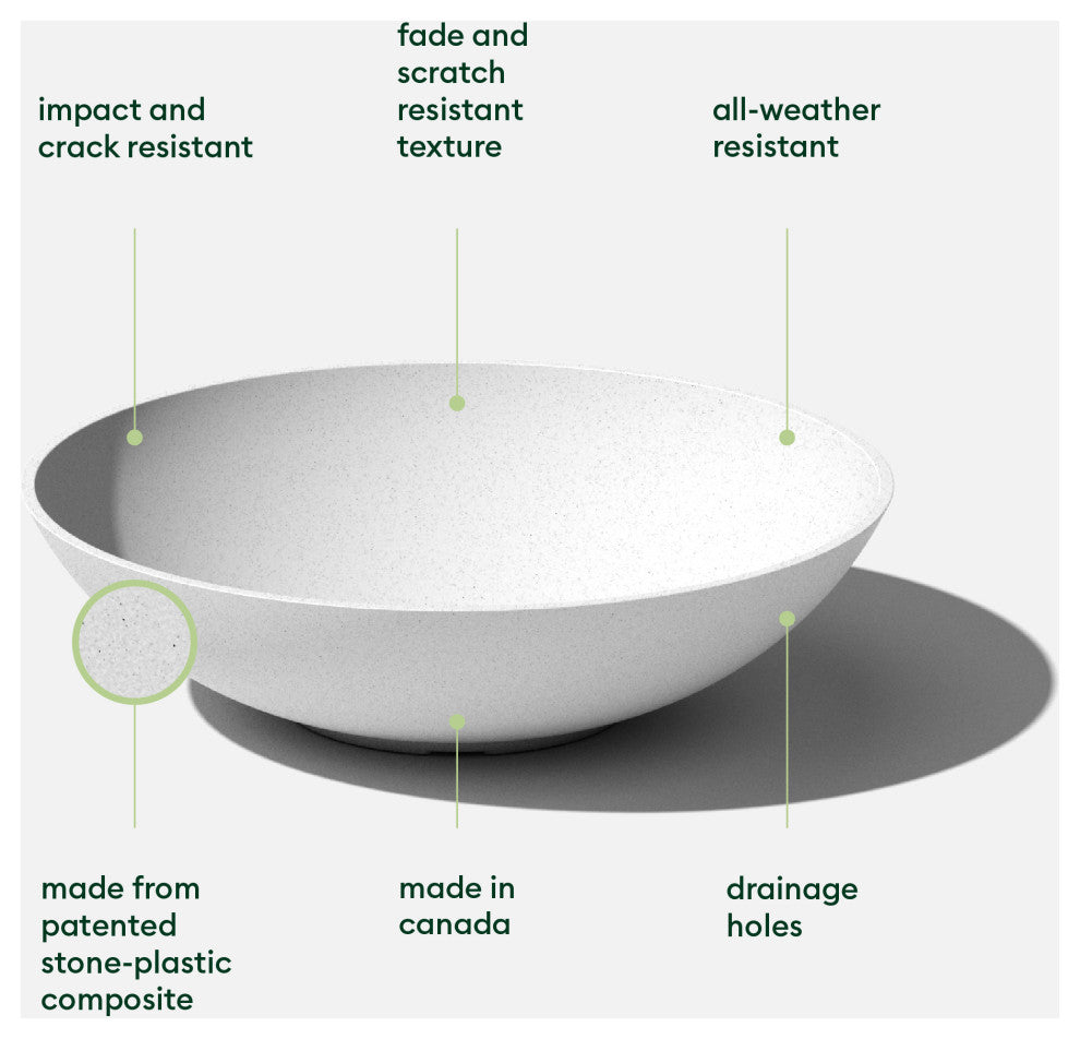 Lane Round Planter Bowl, White, 24'', 2 Pack