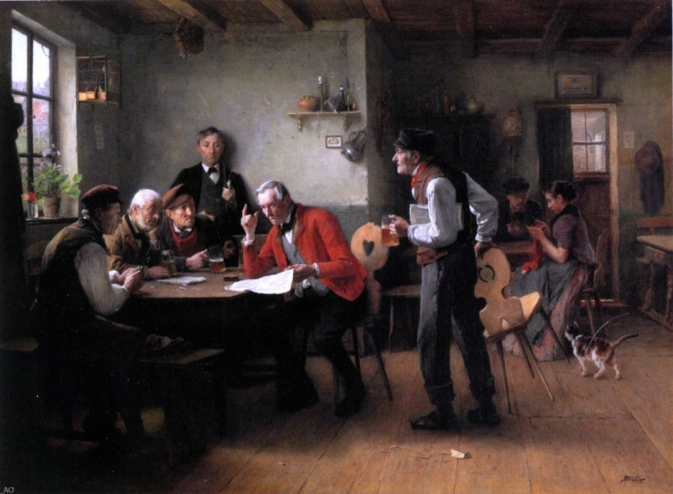 Wencelas Vacslav Broczik The Discussion, 21"x28" Gallery Wrapped Canvas Print