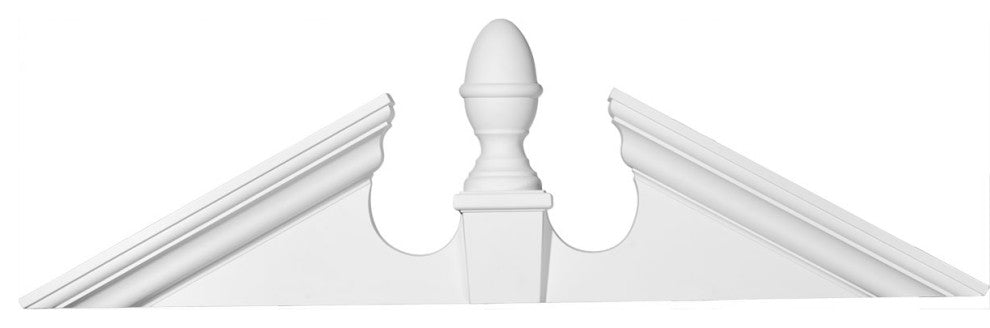 55 5/8"W x 12 7/8"H x 16 1/2"OH x 4 1/2"P, Pitch 6/12 Acorn Pediment