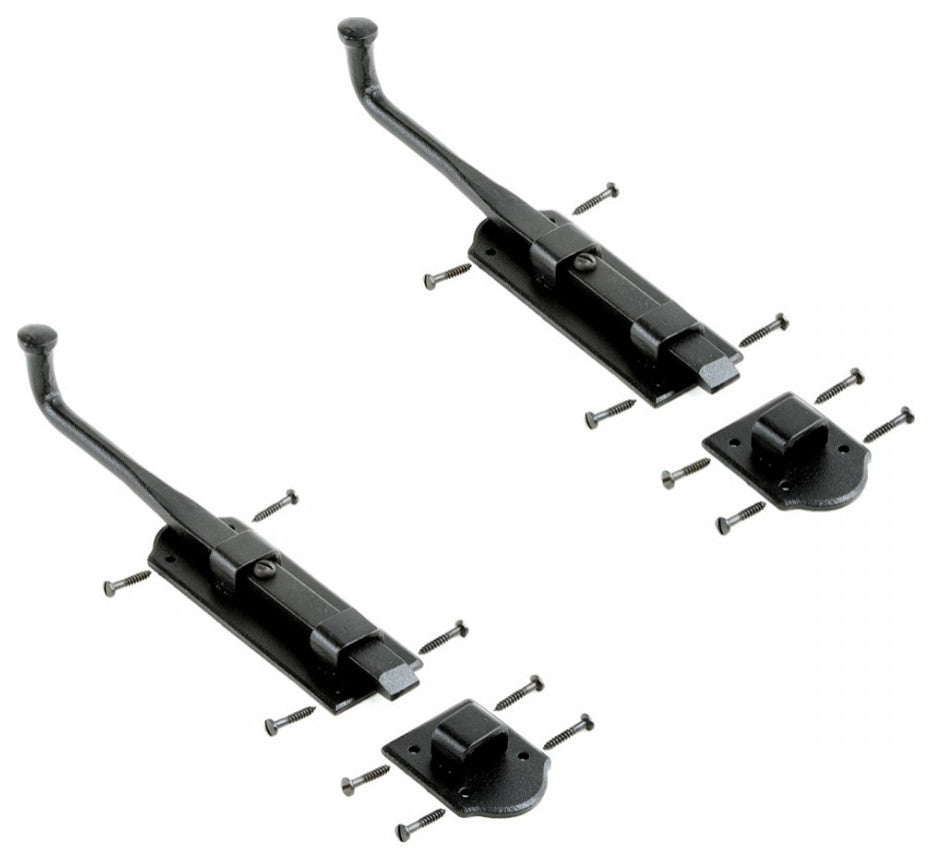 Slide Bolts Black Wrought Iron Tower Style Set of 2