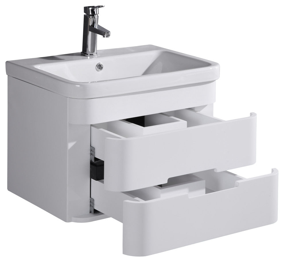 24" Bathroom Vanity With Led Mirror, PVC