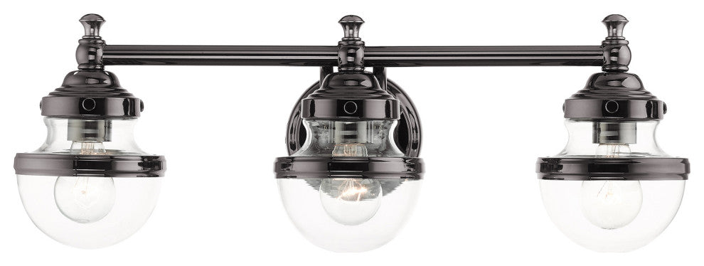 Livex Lighting Oldwick 3 Light Polished Black Chrome Vanity Sconce