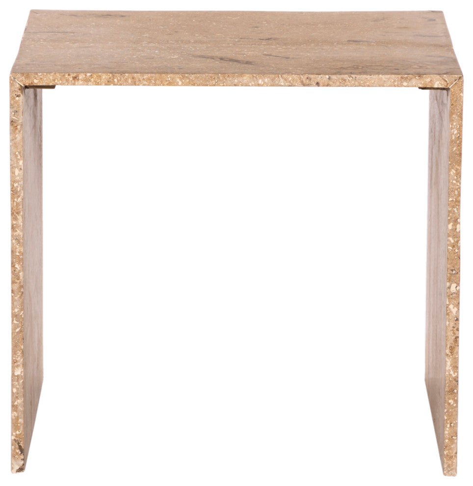 Canova Travertine End Table, Beige, End Table