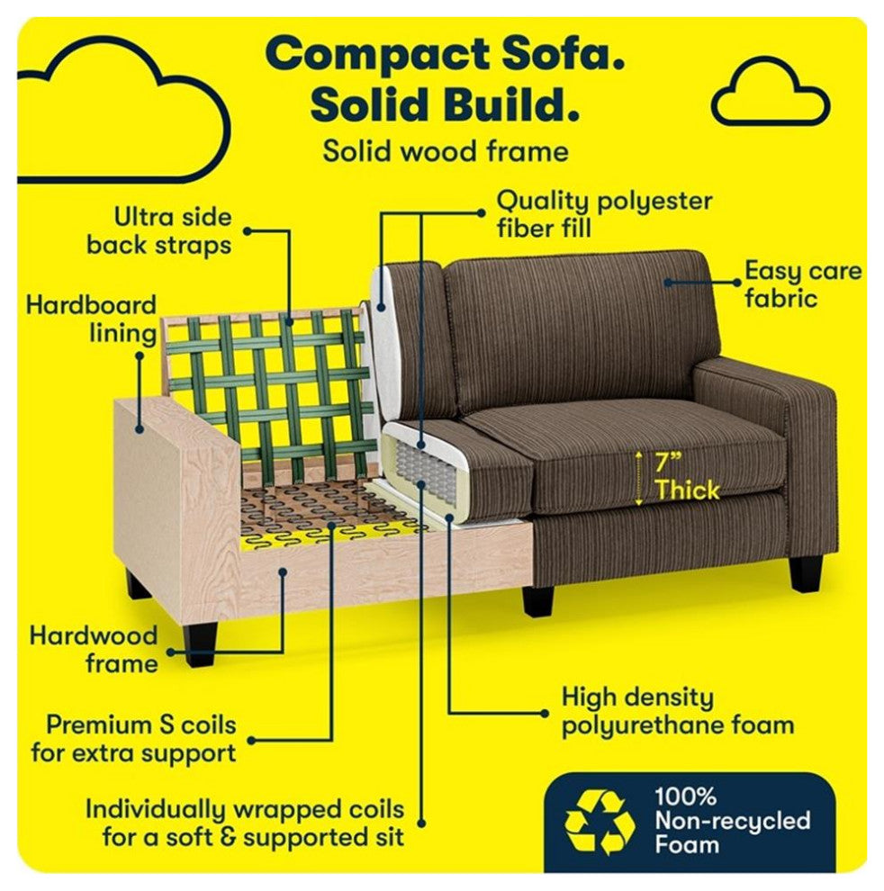 Serta Palisades 73" Track Arm Sofa with Removable Covers Brown