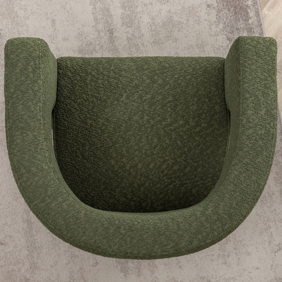 28" Wide Boucle Upholstered Square Armchair, Green